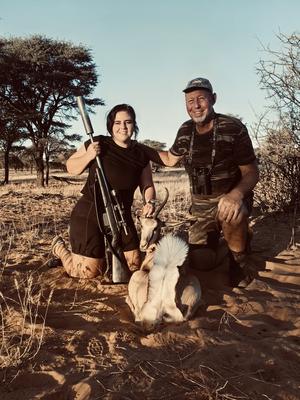 Maria with her Springbok and dad Michael